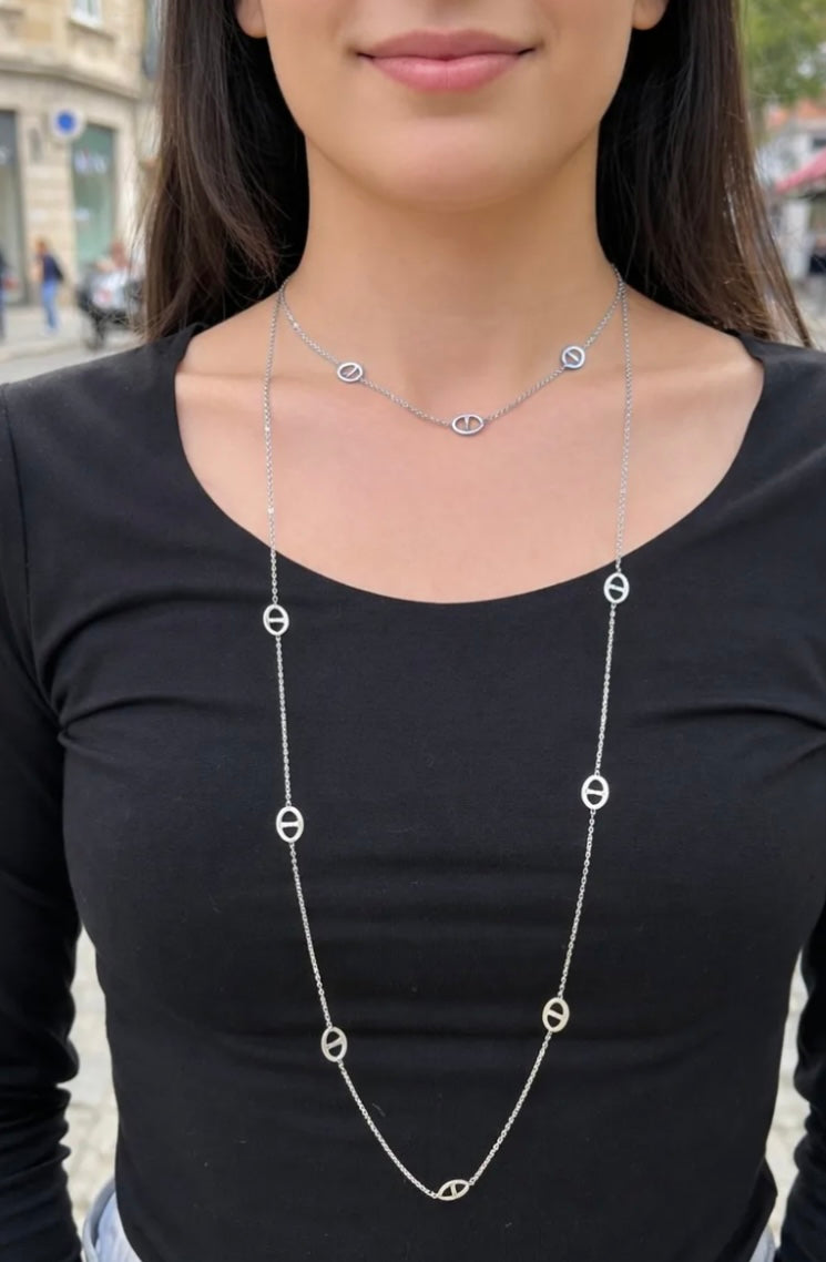 Sautoir MARINE argenté