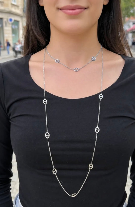 Sautoir MARINE argenté